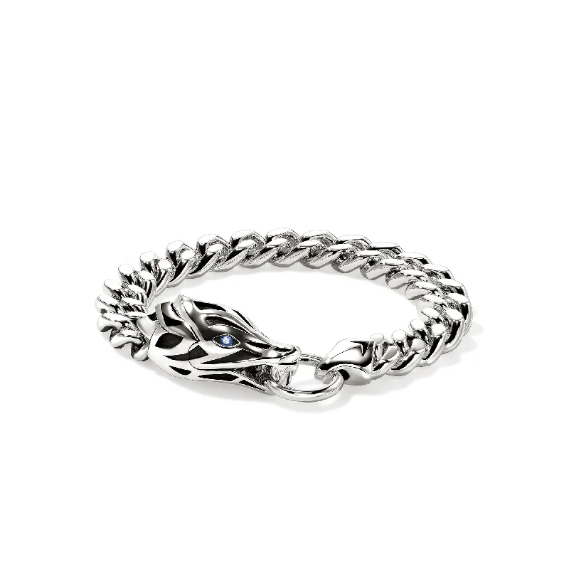 Best bangle bracelets with nature-inspired designs like leaves and flowers-JOHN HARDY LARGE STERLING SILVER SAPPHIRE EYE CURB LINK NAGA BRACELET