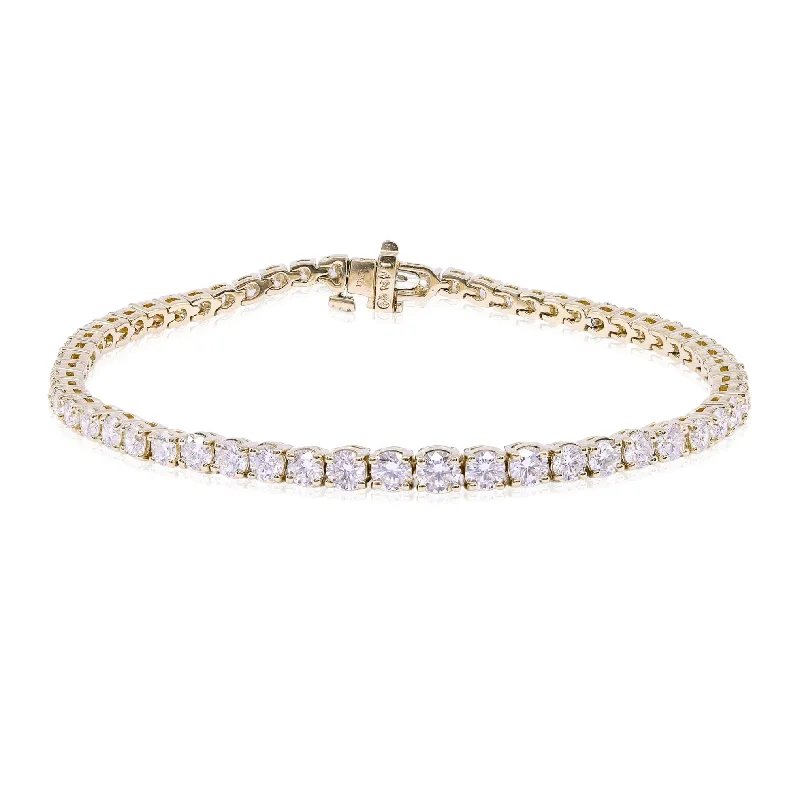 Best bangle bracelets with cubic zirconia inlays for affordable elegance and sparkle-14K YELLOW GOLD DIAMOND TENNIS BRACELET - 5.25CTW