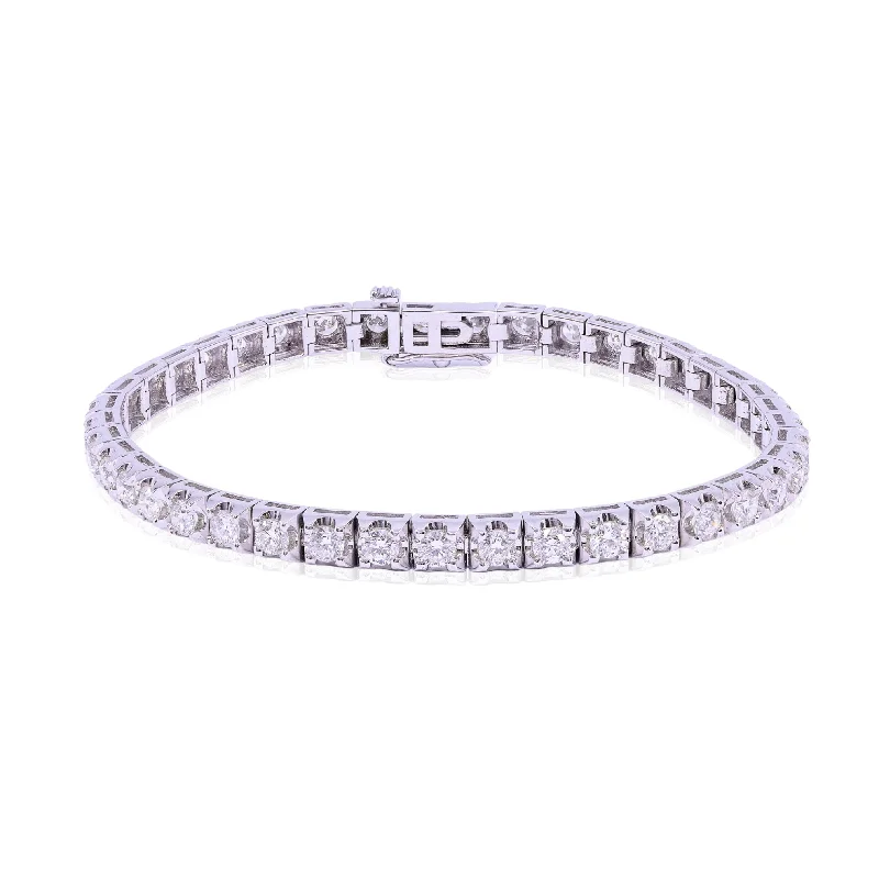 Adjustable bangle bracelets with toggle clasps for easy, secure wearing-14K WHITE GOLD DIAMOND TENNIS BRACELET - 4.56CTW