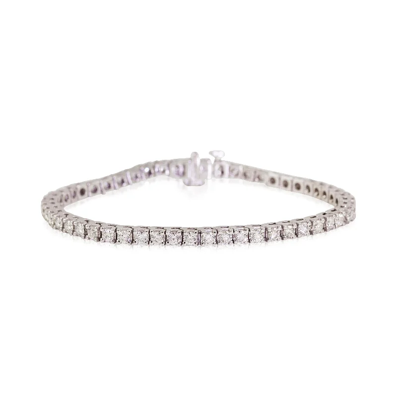 Bangle bracelets with braided leather straps for a chic, rustic vibe-14K WHITE GOLD DIAMOND TENNIS BRACELET - 3.00CTW