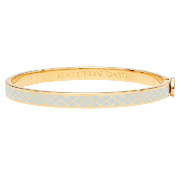 Adjustable bangle bracelets with toggle clasps for easy, secure wearing-HALCYON DAYS 18K YELLOW GOLD PLATED 6MM SALAMANDER FORGET-ME-NOT ENAMELED BANGLE BRACELET