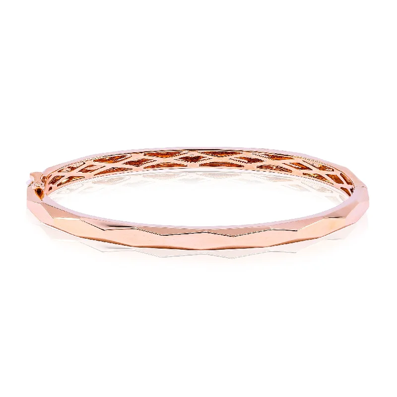 Best bangle bracelets with infinity symbols for a design full of meaning and charm-18K ROSE GOLD 4MM FACETED HINGED BANGLE BRACELET