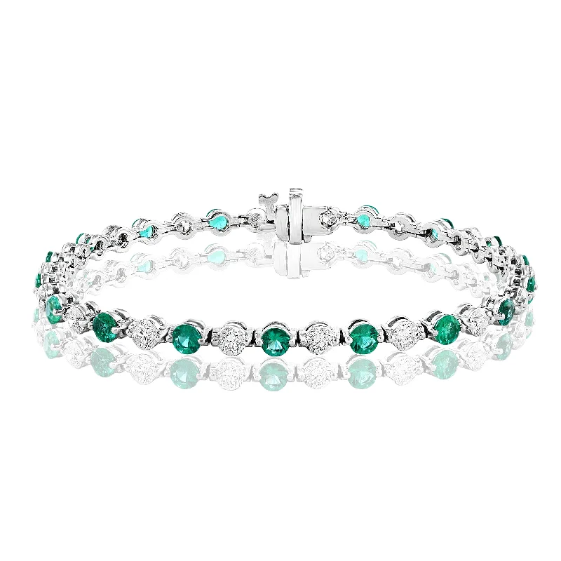 Best bangle bracelets with durable enamel finishes for long-lasting wear and vibrant colors-14K WHITE GOLD EMERALD DIAMOND BRACELET