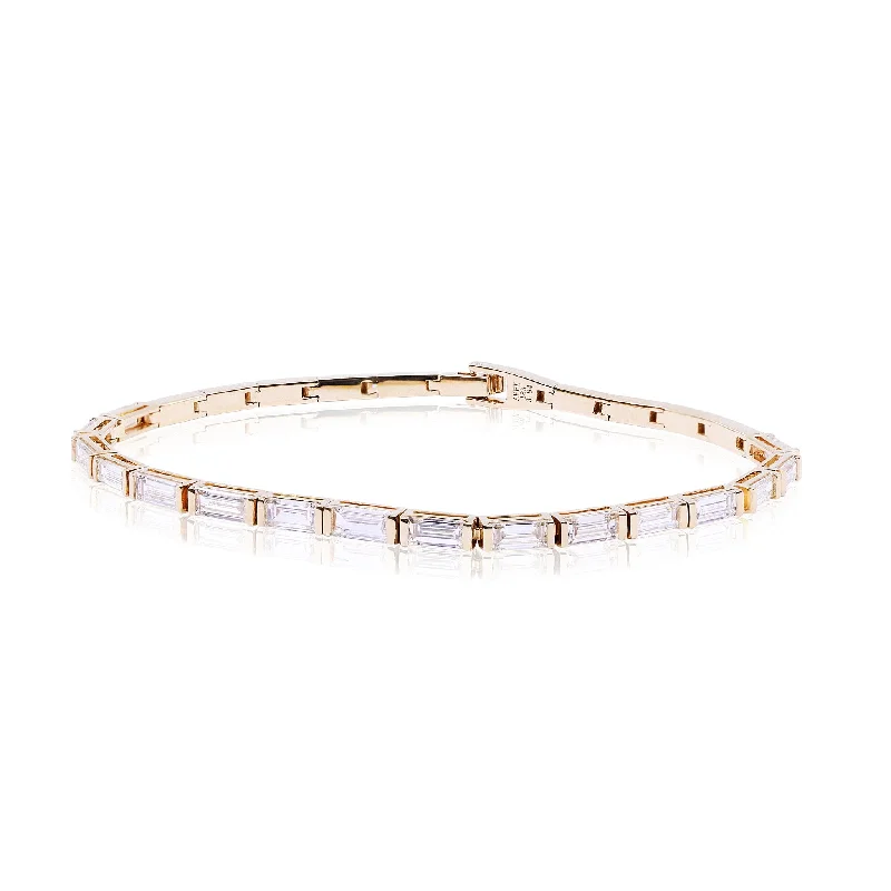 Best bangle bracelets with minimalist silver designs for a timeless, versatile look-18K YELLOW GOLD BAGUETTE DIAMOND BRACELET WITH FOLDOVER CLASP 3.93CTW