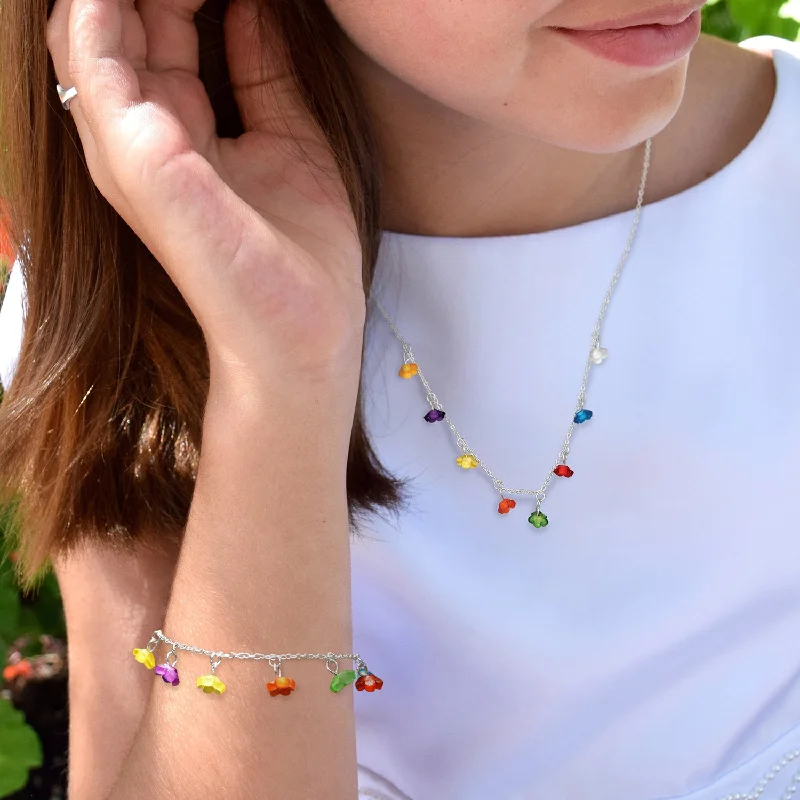 Bangle bracelets with enamel inlay designs for a colorful and eye-catching appearance-Baptism Blossoms Bracelet, Necklace or full set