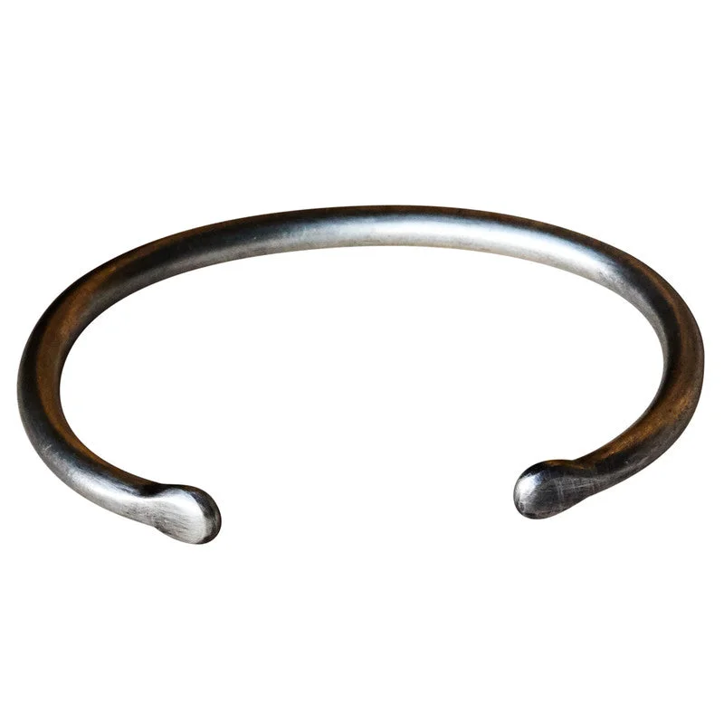 Bangle bracelets with polished marble inlays for a chic and trendy appearance-Basic Bracelet - Lrg, Silver