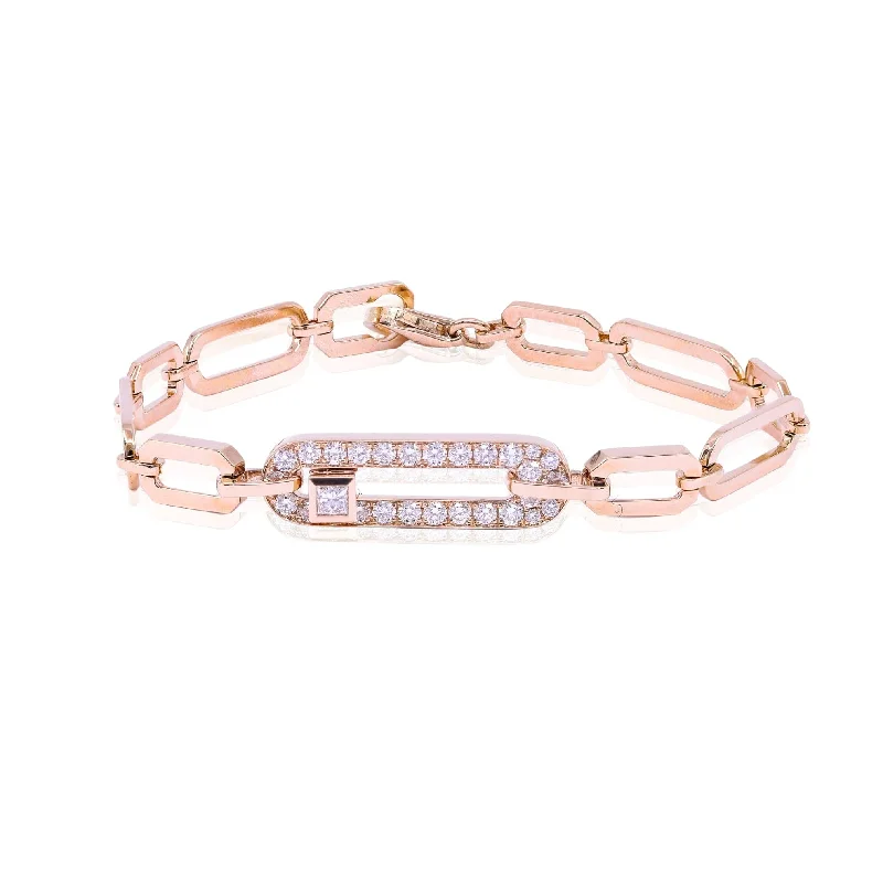 Stylish bangle bracelets with gemstone accents for a chic and modern look-18K ROSE GOLD DIAMOND PAPERCLIP LINK BRACELET - 0.78CTW