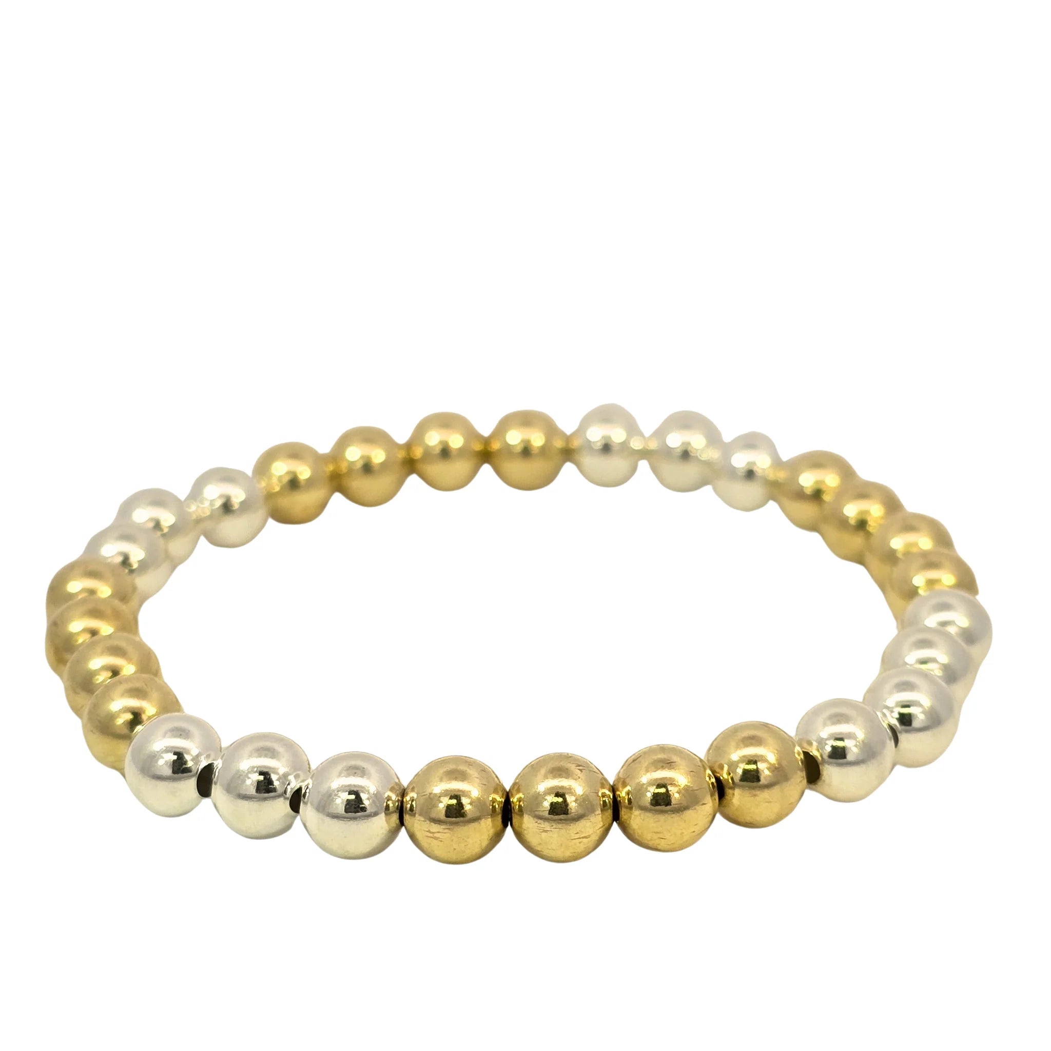 Stylish bangle bracelets with gemstone accents for a chic and modern look-6mm Gold/Silver Beaded Bracelet