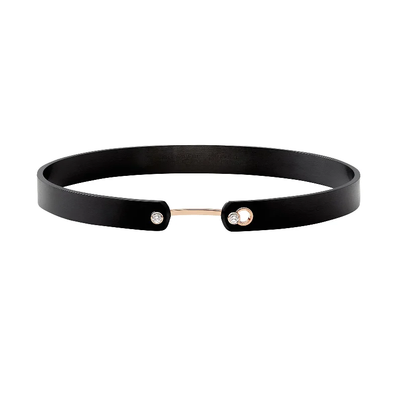 Best bangle bracelets for stacking with delicate and thin designs for layering-Black Titanium GM Mood Bangle - Rose Gold