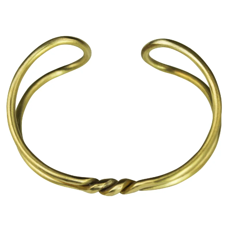 Vintage-inspired bangle bracelets with etched detailing for a timeless, antique look-Bracelet - Double Loop and Twist, Brass