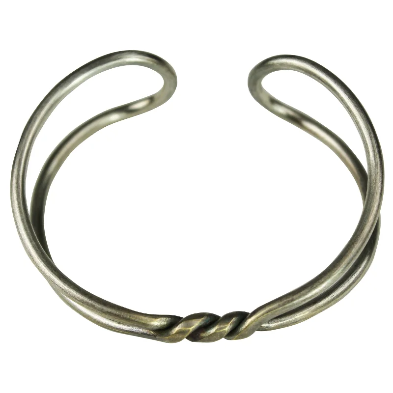 Best bangle bracelets with sapphire stones for an elegant and rich pop of color-Bracelet - Double Loop and Twist, Silver