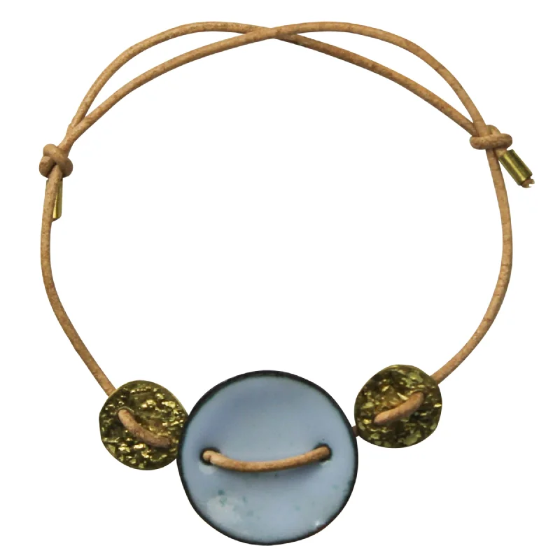 Bangle bracelets with enamel inlay designs for a colorful and eye-catching appearance-Bracelet - Threaded Discs, Blue