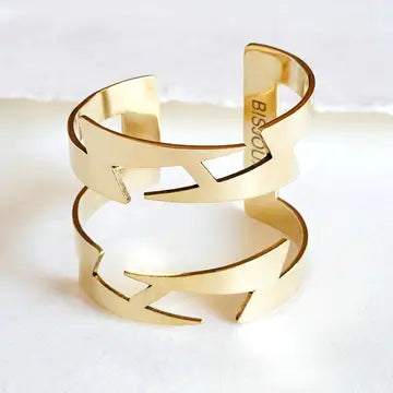 Bangle bracelets with polished marble inlays for a chic and trendy appearance-Brass Lighting Bolt Cutout Cuff Bracelet