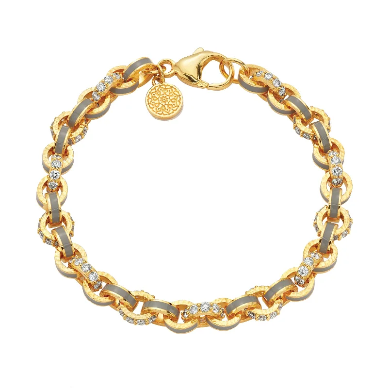 Best bangle bracelets with gold-filled material for an affordable luxury option-Diamond Link Bracelet - Grey Enamel