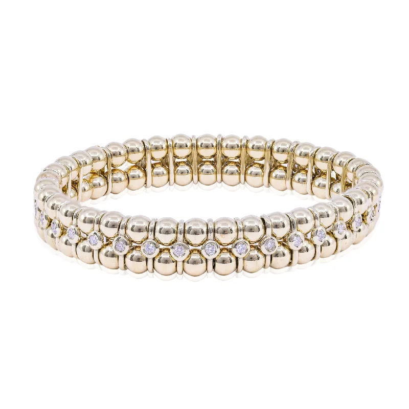 Best bangle bracelets with minimalist silver designs for a timeless, versatile look-LUIGI TAVANTI 18K YELLOW GOLD DIAMOND BEADED STRETCH BRACELET - 1.65CTW