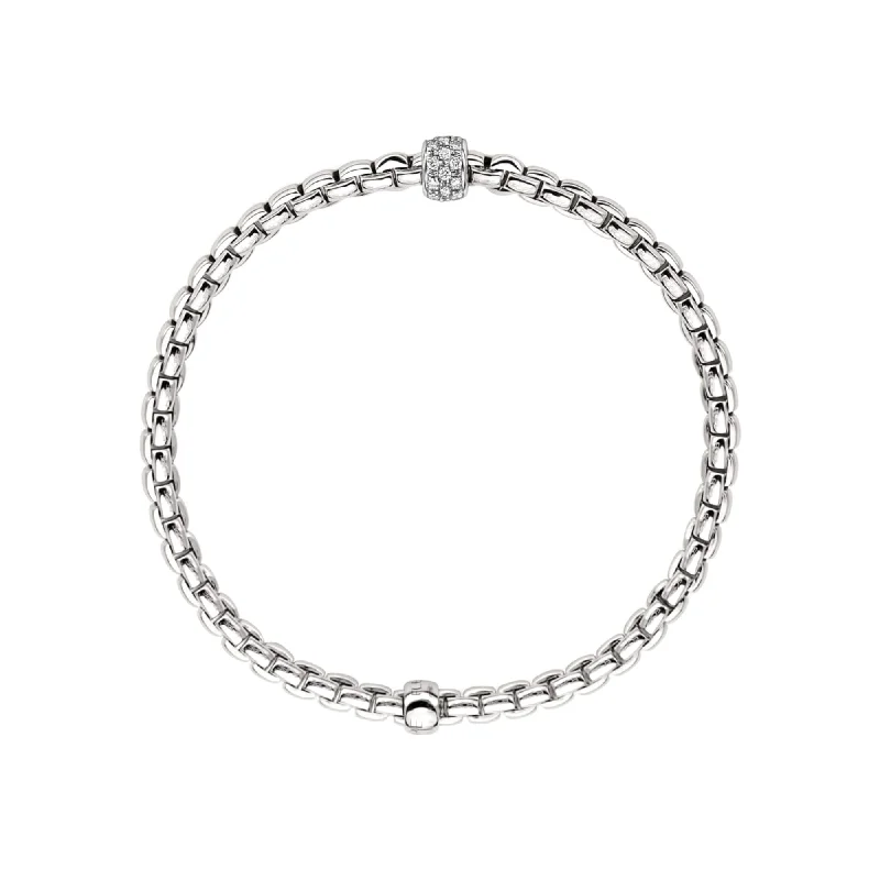 Best bangle bracelets with enamel floral patterns for a delicate and feminine touch-FOPE 18K WHITE GOLD EKA COLLECTION FLEX'IT BRACELET WITH DIAMONDS - SZ MED