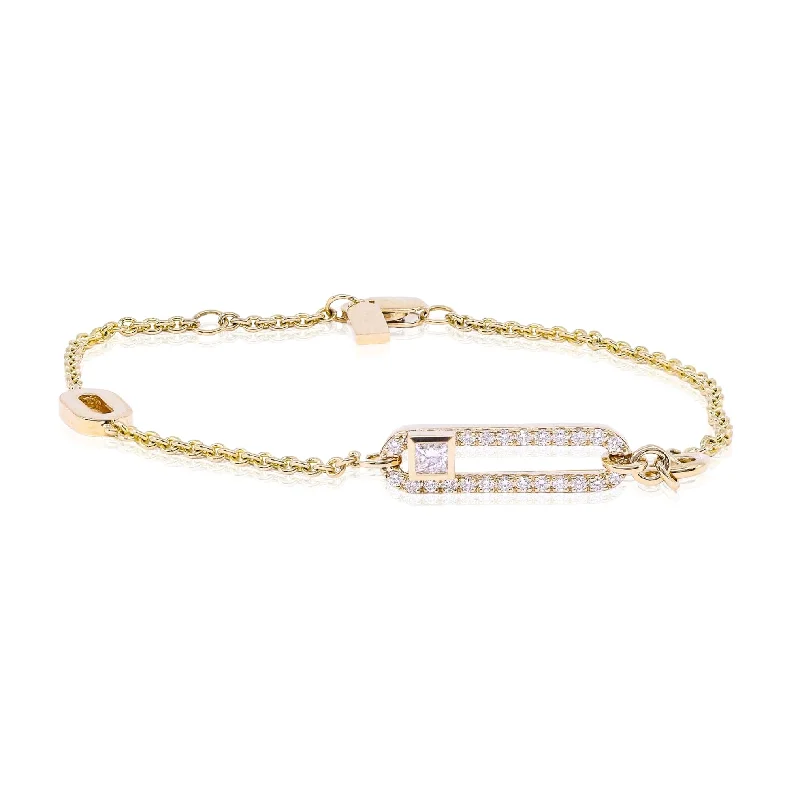 Gold bangle bracelets for women with a minimalist and sleek design-18K YELLOW GOLD DIAMOND PAPERCLIP LINK BRACELET - 0.35CTW