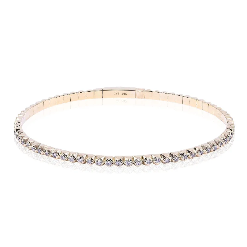 Best bangle bracelets with silver-plated finishes for an affordable and stylish accessory-14K YELLOW GOLD DIAMOND FLEXIBLE BANGLE BRACELET - 0.89CTW