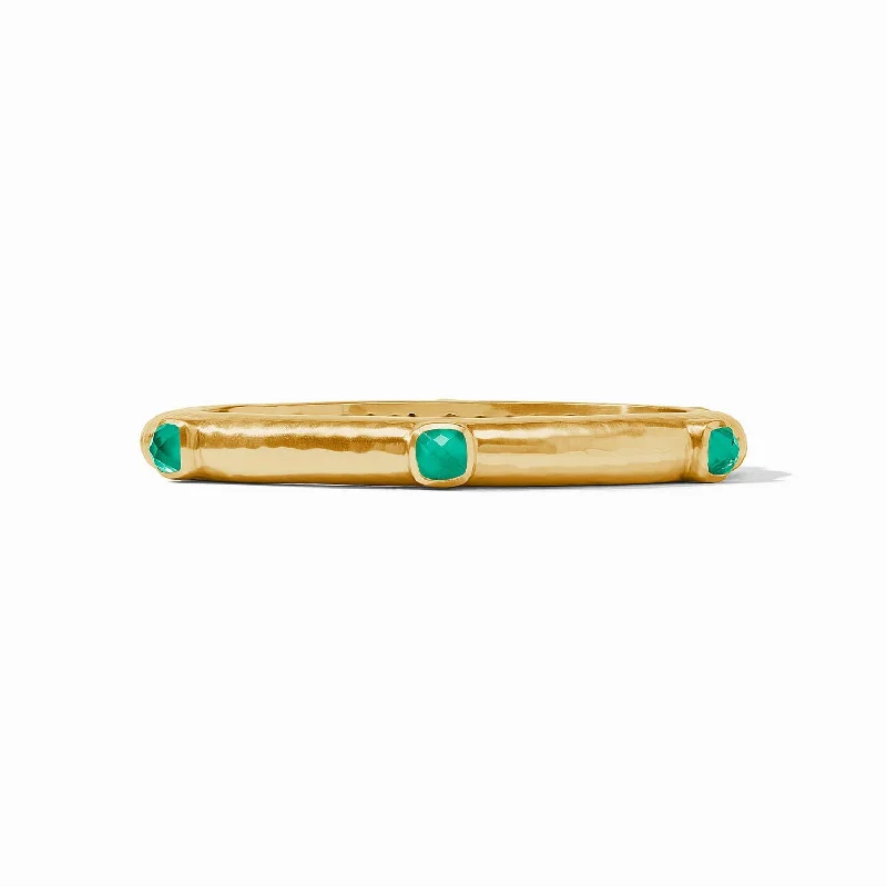 Bangle bracelets with enamel inlay designs for a colorful and eye-catching appearance-Catalina Hinge Bangle in Emerald Green Size Small