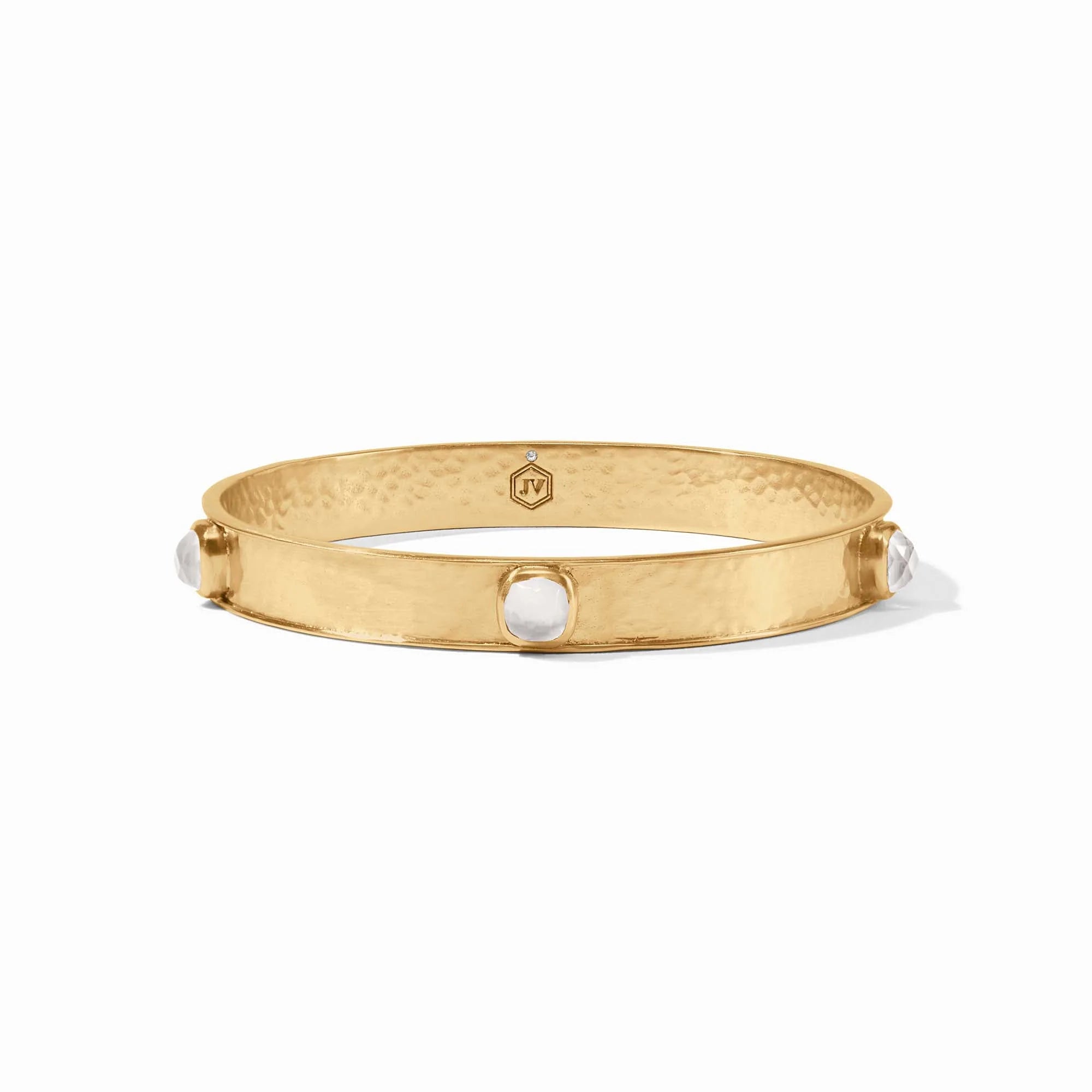 Gold bangle bracelets for women with a minimalist and sleek design-Catalina Stone Bangle in Clear