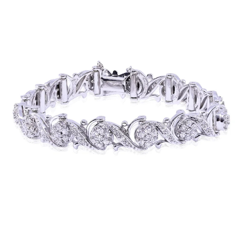 Classic bangle bracelets with clean lines for an elegant and versatile accessory-ESTATE 18K WHITE GOLD JABEL ADD-A-LINK DIAMOND BRACELET - 2.50CTW