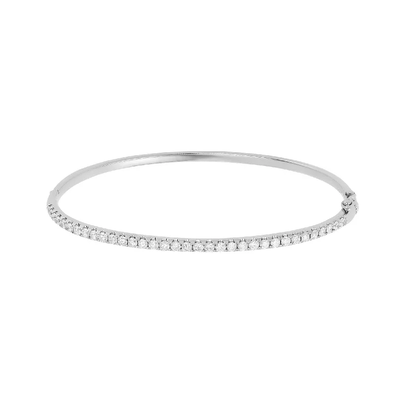 Elegant bangle bracelets with diamond-shaped stones for a sophisticated look-Classic Diamond Bangle - White Gold