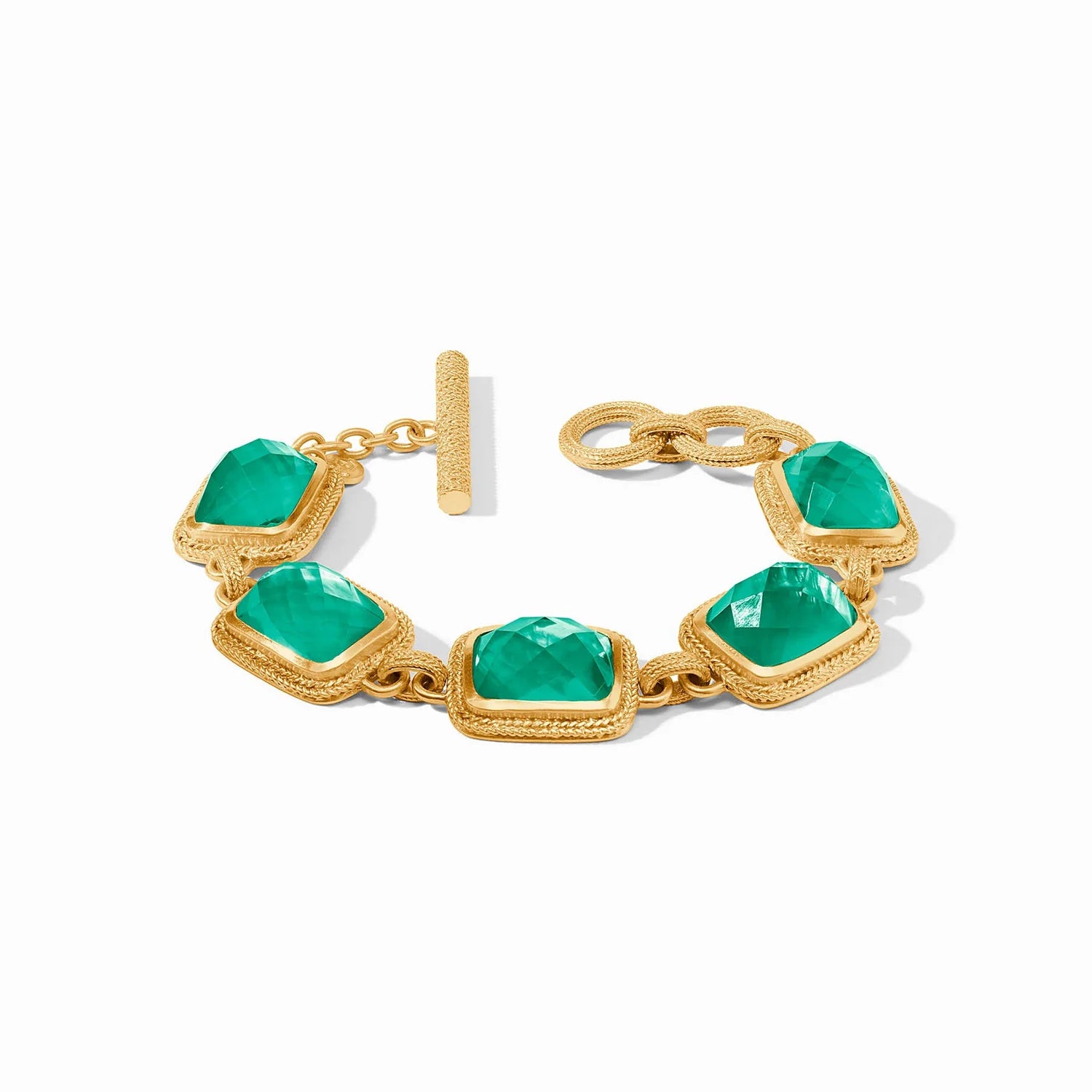 Sleek bangle bracelets with polished titanium for a modern and lightweight option-Cheval Stone Bracelet in Emerald Green