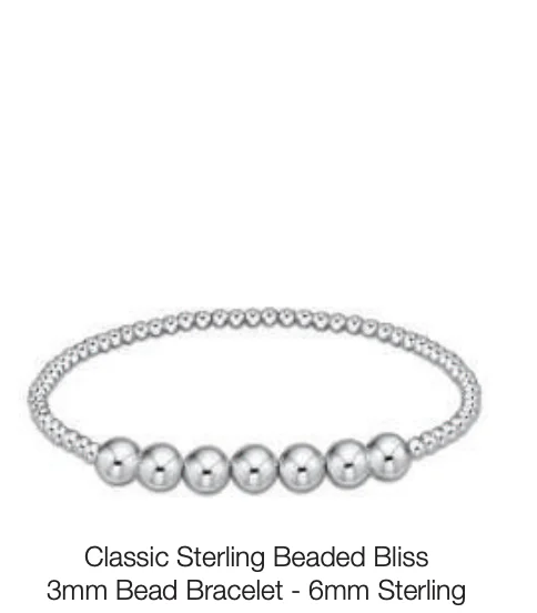 Wide bangle bracelets with boho-inspired patterns for a free-spirited design-Classic Sterling Beaded Bliss 3mm Bead Bracelet - 6mm Sterling by enewton