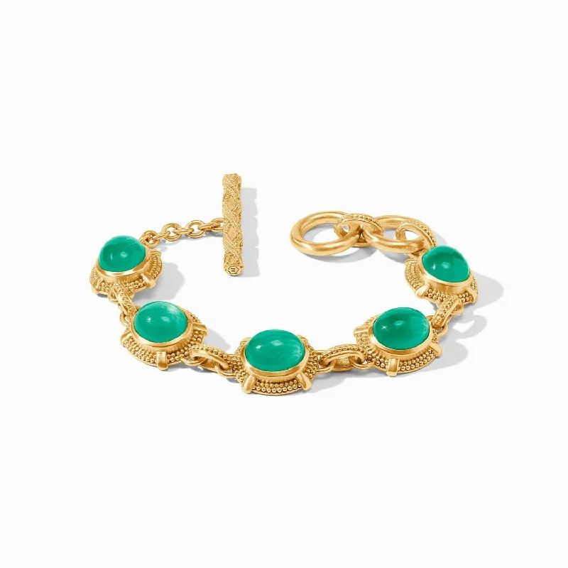 Oversized bangle bracelets with unique textures for a statement-making accessory-Cobochon Bracelet in Emerald Green