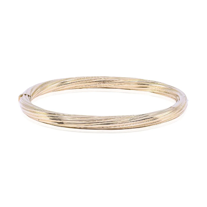 Best bangle bracelets with engraved initials for a personalized and meaningful gift-18K YELLOW GOLD TWISTED TUBE BANGLE BRACELET