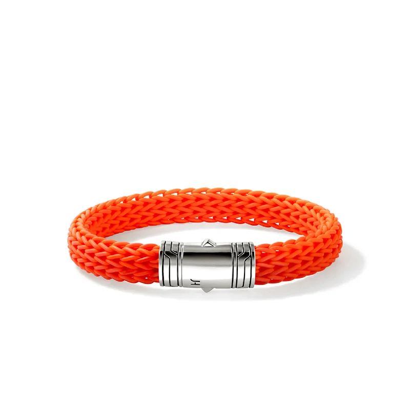 Best bangle bracelets with animal motif designs for a quirky, fun accessory-JOHN HARDY LARGE STERLING SILVER BRAIDED ORANGE RUBBER ICON BRACELET