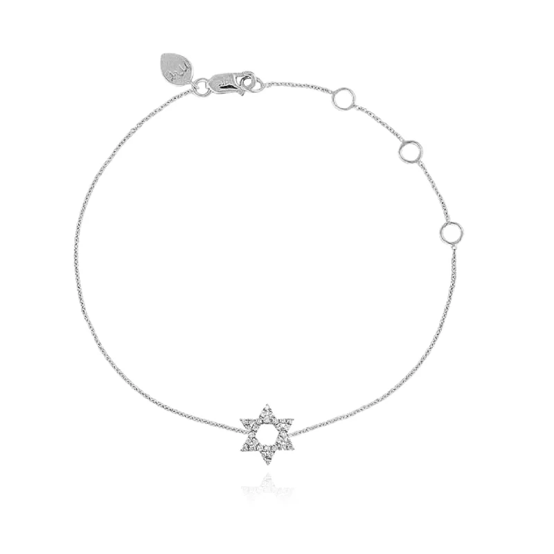 Best bangle bracelets with enamel detailing for a colorful and unique design-MEIRA T 14K WHITE GOLD DIAMOND PAVE STAR OF DAVID BRACELET - 0.06CTW