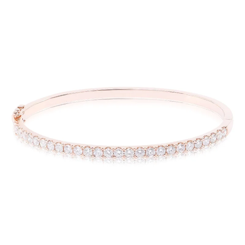 Best bangle bracelets with smooth sterling silver for a polished, refined finish-18K ROSE GOLD 3MM DIAMOND BANGLE BRACELET