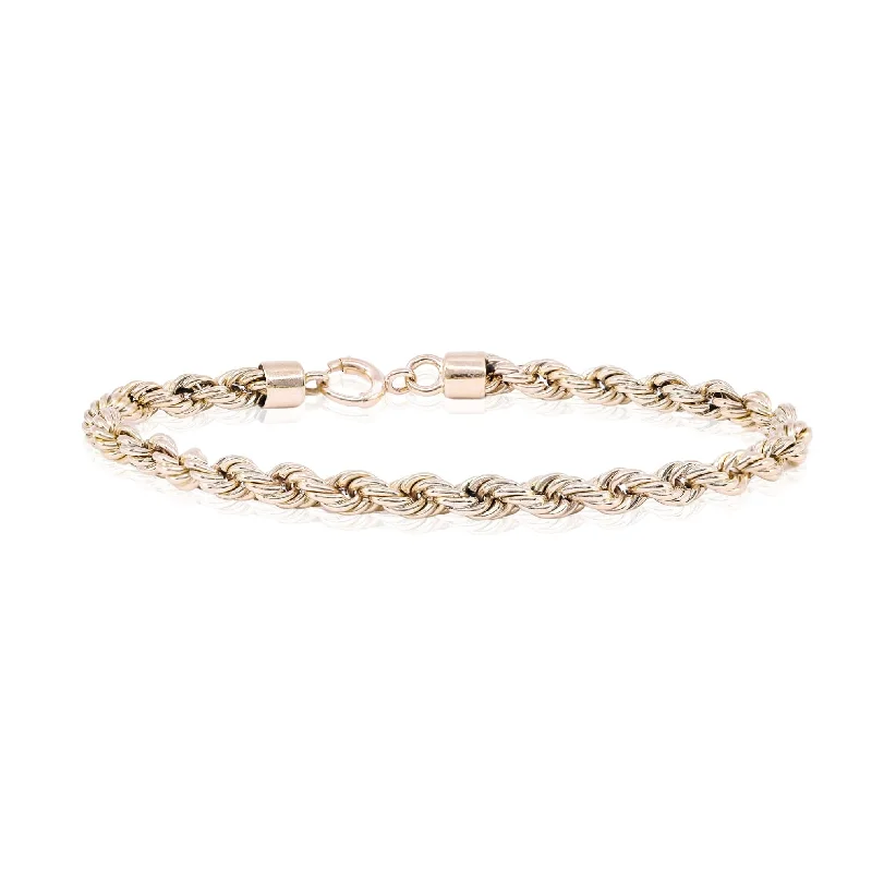 Stackable bangle bracelets with customizable charms for a personalized collection-ESTATE 14K YELLOW GOLD ROPE CHAIN BRACELET