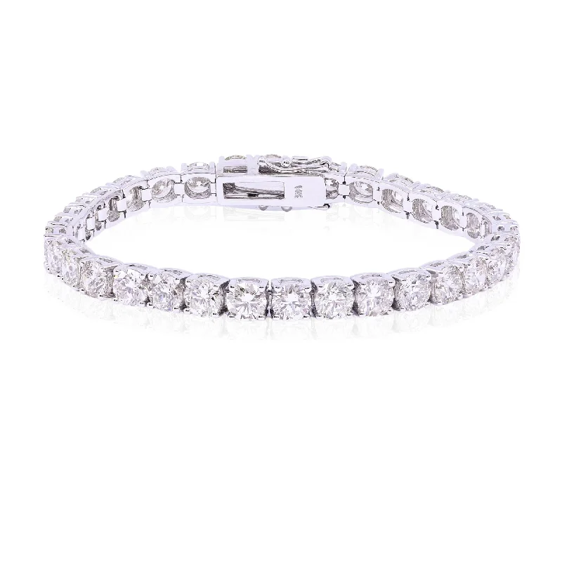 Best bangle bracelets with engraved birthstones for a personalized, meaningful gift-14K WHITE GOLD DIAMOND TENNIS BRACELET - 17.10CTW