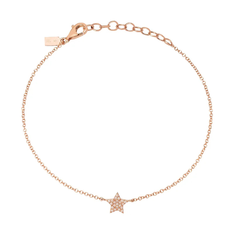 Colorful bangle bracelets with enamel details for a playful and youthful style-Diamond Star Chain Bracelet - Rose Gold