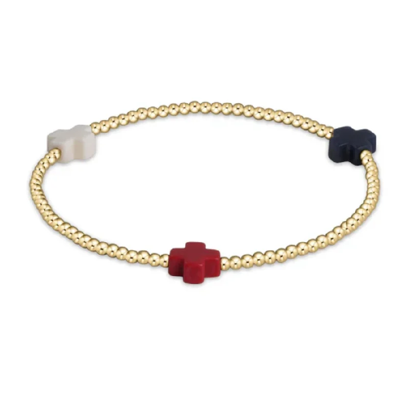 Best bangle bracelets with customizable charms for a personalized, unique piece-egirl signature cross gold pattern 2mm bead bracelet - Firecracker by enewton