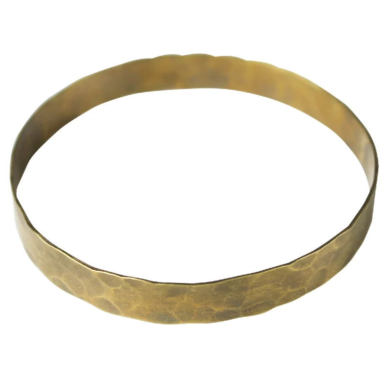 Best bangle bracelets with animal motif designs for a quirky, fun accessory-Eve Hammered Bangle, Brass - Lrg