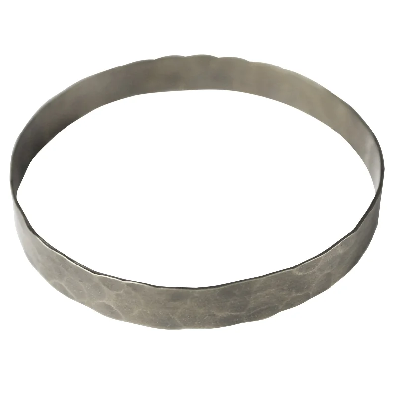 Wide bangle bracelets with bohemian designs for a bold and carefree style-Eve Hammered Bangle, Silver - Lrg