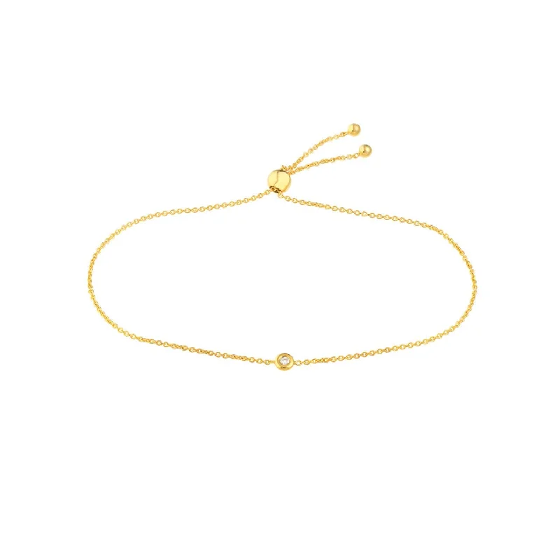 Best bangle bracelets with vibrant stones for a rich and colorful appearance-14K YELLOW GOLD MINI BEZEL DIAMOND BOLO BRACELET