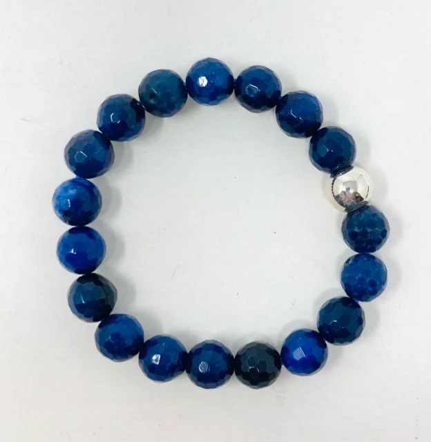 Best bangle bracelets with Swarovski crystals for a touch of sparkle and elegance-Faceted Blue Jade Bracelet