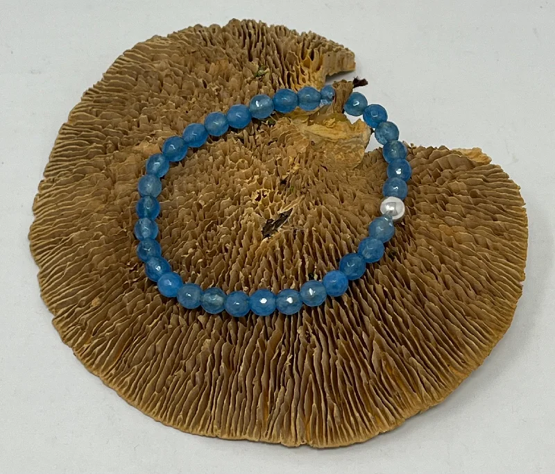 Wide bangle bracelets with boho-inspired patterns for a free-spirited design-Faceted Blue Jade Bracelet