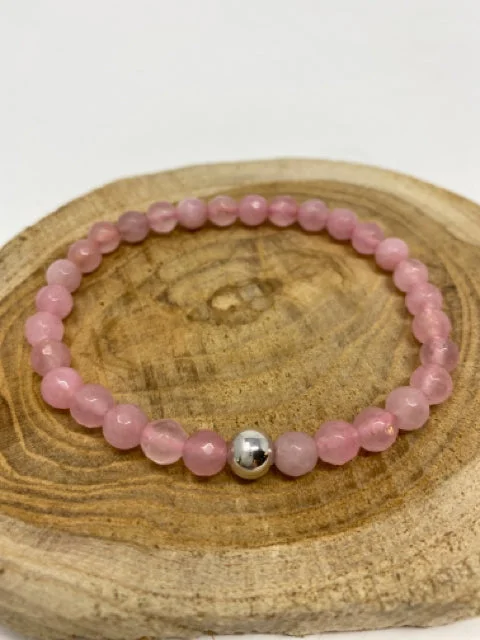 Simple gold bangle bracelets with smooth finishes for a classic and elegant style-Faceted Rose Quartz Bracelet