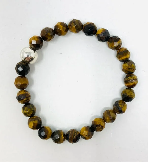 Wide metal bangle bracelets with engraved patterns for a luxurious and intricate look-Faceted Tiger's Eye Bracelet