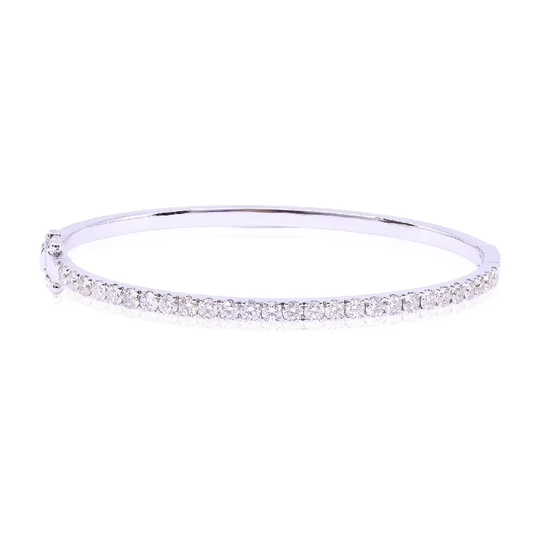 Wide bangle bracelets with bright gemstone accents for a bold, vibrant style-14K WHITE GOLD DIAMOND BANGLE BRACELET - 2.03CTW