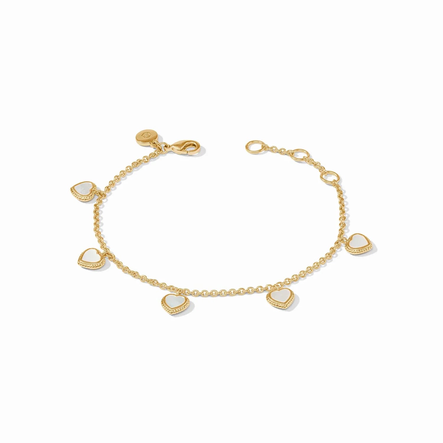 Wide bangle bracelets with bohemian designs for a bold and carefree style-Heart Delicate Charm Bracelet in MOP