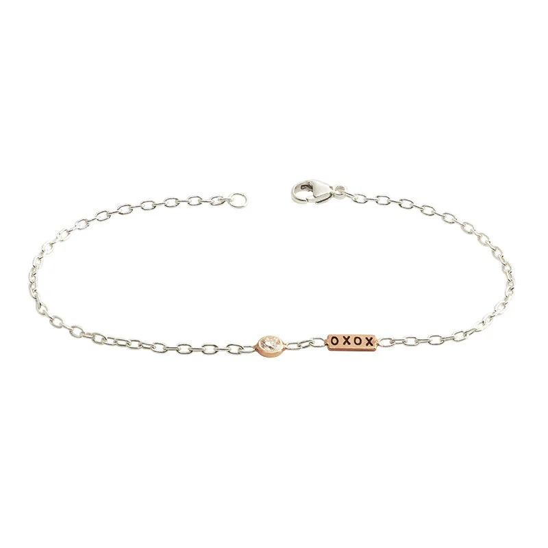 Best bangle bracelets with pastel enamel for a soft and delicate aesthetic-Heather B. Moore Silver "XOXO" Bracelet