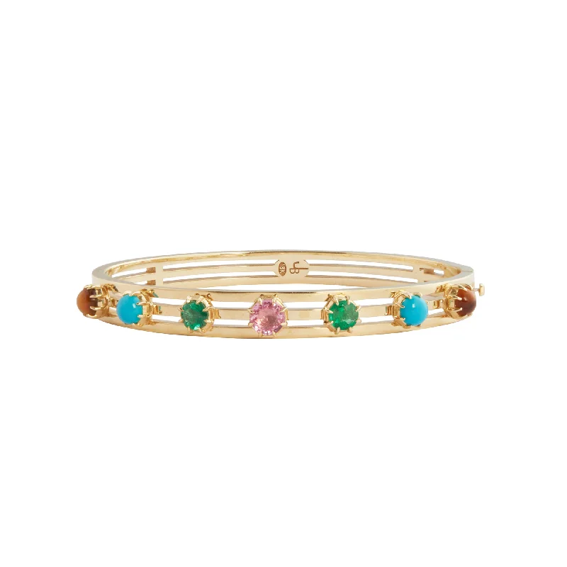 Bangle bracelets with colorful gemstone accents for a fun and vibrant pop of color-7 Stone Bracelet