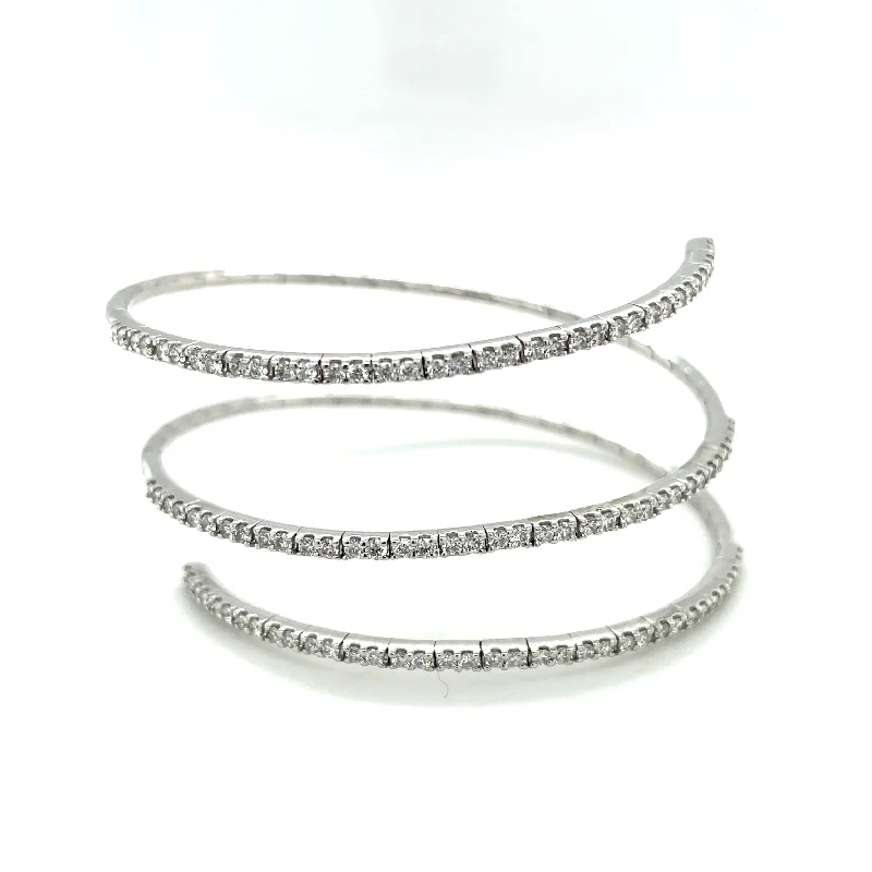 Best bangle bracelets with thin, delicate chains for an understated, sophisticated look-Lady's Bracelet 18kt white gold 108=1.90Tw Round Diamonds