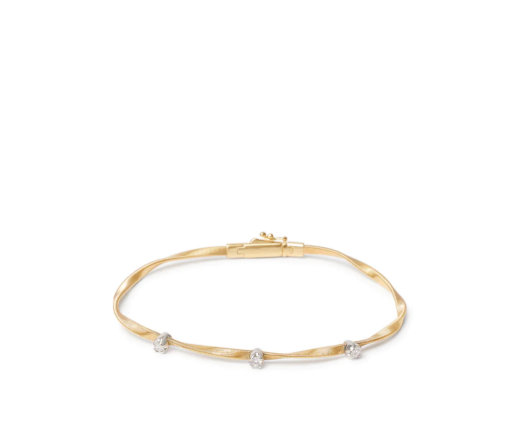 Best bangle bracelets with engraved birthstones for a personalized, meaningful gift-Marco Bicego Marrakech Collection Yellow Gold and Diamond Bangle